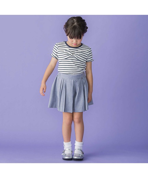 BeBe Petits Pois Vert（ベベプチポワヴェール）の「リブボーダーリボンポイントTシャツ(95~150cm)（Tシャツ/カットソー・キッズ・レッド系その他/ブルー系その他2・120cm/130cm/140cm/110cm）」の3枚目の写真
