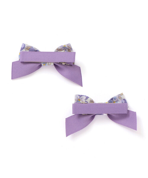 Tartine et Chocolat（タルティーヌエショコラ）の「【日本製】【お揃い】リバティ(Aralia Pansy)タナローンヘアクリップ（ヘアゴム・キッズ・パープル系その他/ピンク系その他・FREE）」の4枚目の写真