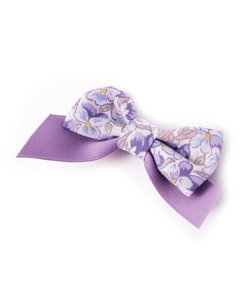 Tartine et Chocolat（タルティーヌエショコラ）の「【日本製】【お揃い】リバティ(Aralia Pansy)タナローンヘアクリップ（ヘアゴム・キッズ・パープル系その他/ピンク系その他・FREE）」の5枚目の写真