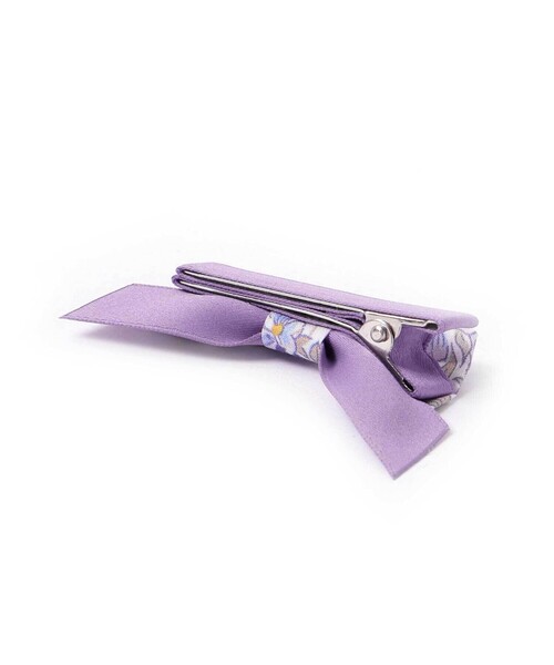 Tartine et Chocolat（タルティーヌエショコラ）の「【日本製】【お揃い】リバティ(Aralia Pansy)タナローンヘアクリップ（ヘアゴム・キッズ・パープル系その他/ピンク系その他・FREE）」の7枚目の写真