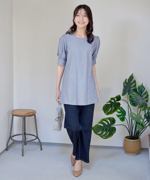 小倉優子さん着用】 パフスリーブチュニックブラウス（シャツ