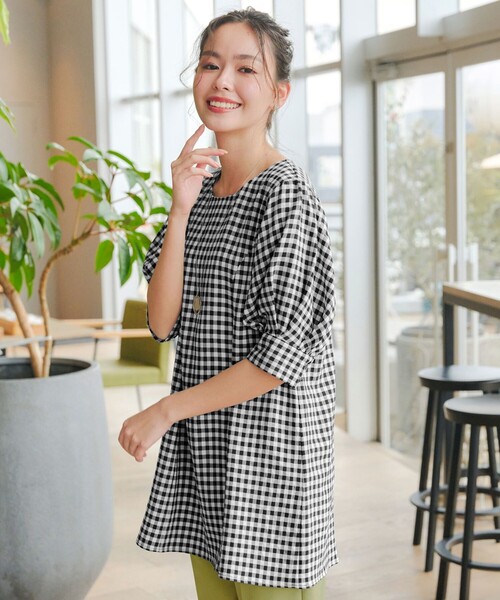 ブラウス シャツ 「小倉優子さん着用」 パフスリーブチュニックブラウス レディース Tiaclasse ブラウス シャツ 「小倉優子さん着用」 パフスリーブ