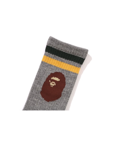 A BATHING APE(アベイシングエイプ)の「APE HEAD RIB SOCKS(ソックス/靴下・キッズ・ベージュ/グレー・SMALL/MEDIUM/LARGE)」の3枚目の写真