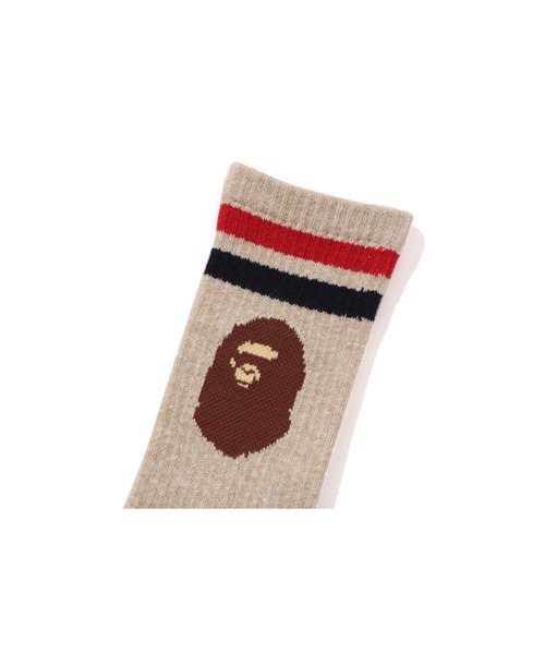 A BATHING APE(アベイシングエイプ)の「APE HEAD RIB SOCKS(ソックス/靴下・キッズ・ベージュ/グレー・SMALL/MEDIUM/LARGE)」の4枚目の写真