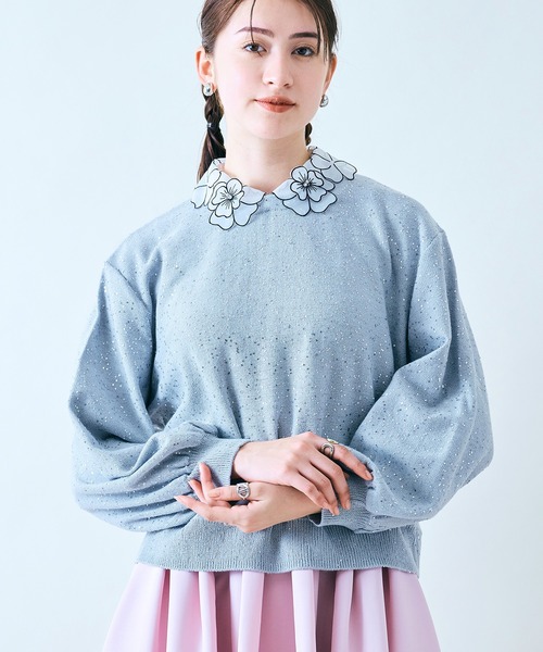 【最終お値下げ　美品】AUREA スパンコールプルオーバー 洗える／スパンコール／ショート丈】カジュアルスタイルにも