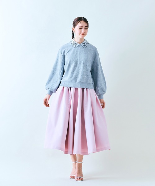 Audie a Muses(オーディアミューズ)の「ラメ&スパンコールニットプルオーバー(ニット/セーター・レディース・ライトグレー/オフホワイト・42/38)」の9枚目の写真