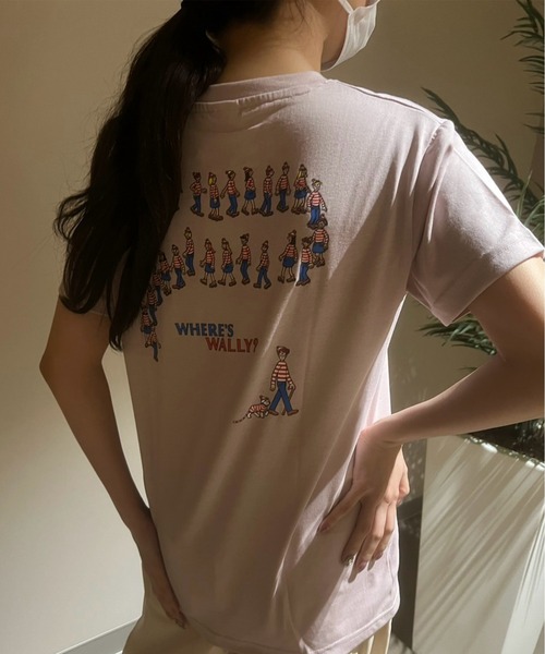 ALWAYS GOOD TIME(オルウェイズグッドタイム)の「【Where's Wally/ウォーリーを探せ】天竺 BOXシルエット/WIDシルエット型 プリント/刺繍 半袖Tシャツ(Tシャツ/カットソー・レディース・ピンク/ホワイト系2/ホワイト系1/ネイビー/クリーム/サックスブルー/グレー/ブラック・L/M)」の8枚目の写真