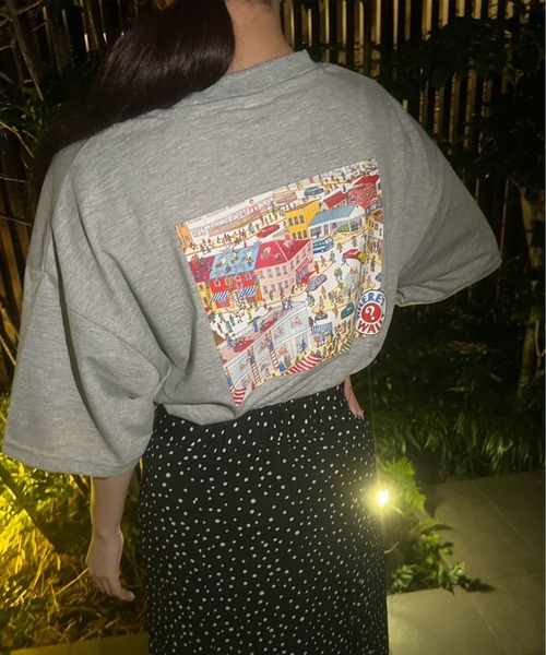 ALWAYS GOOD TIME(オルウェイズグッドタイム)の「【Where's Wally/ウォーリーを探せ】天竺 BOXシルエット/WIDシルエット型 プリント/刺繍 半袖Tシャツ(Tシャツ/カットソー・レディース・ピンク/ホワイト系2/ホワイト系1/ネイビー/クリーム/サックスブルー/グレー/ブラック・L/M)」の15枚目の写真