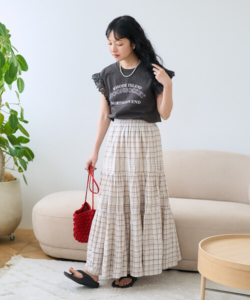 FREAK'S STORE（フリークスストア）の「インド ピンタック ティアードスカート（スカート・レディース・その他1/ブラック/オフホワイト・ﾌﾘ-）」の12枚目の写真