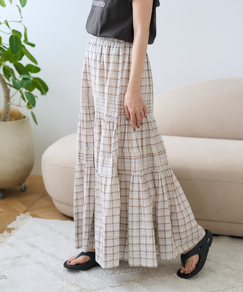 FREAK'S STORE（フリークスストア）の「インド ピンタック ティアードスカート（スカート・レディース・その他1/ブラック/オフホワイト・ﾌﾘ-）」の15枚目の写真