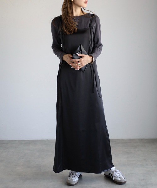 ワンピース Bonjour Bonjour Sagan シャツワンピース バックピンタックロングカラー