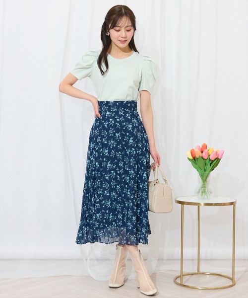 WILLSELECTION（ウィルセレクション）の「ランダムプリーツフラワースカート（スカート・レディース・ブルー/ネイビー/ピンク・FREE）」の4枚目の写真