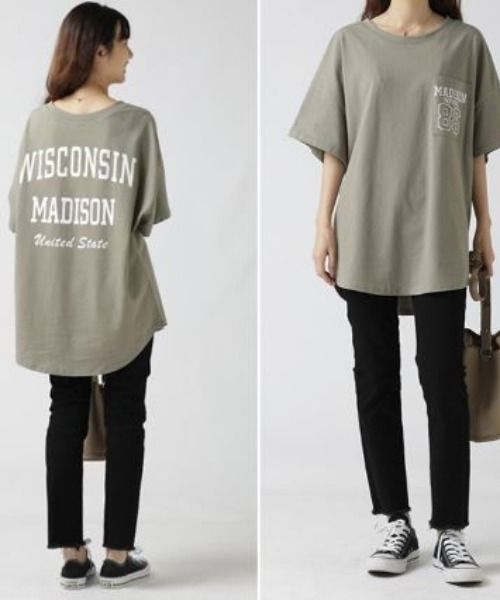 LETee(レティー)の「バックプリントロゴTシャツ(Tシャツ/カットソー・レディース・カーキ/ブラウン/グレー/ブラック/ホワイト・FREE)」の5枚目の写真