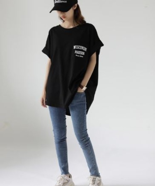 LETee(レティー)の「バックプリントロゴTシャツ(Tシャツ/カットソー・レディース・カーキ/ブラウン/グレー/ブラック/ホワイト・FREE)」の7枚目の写真