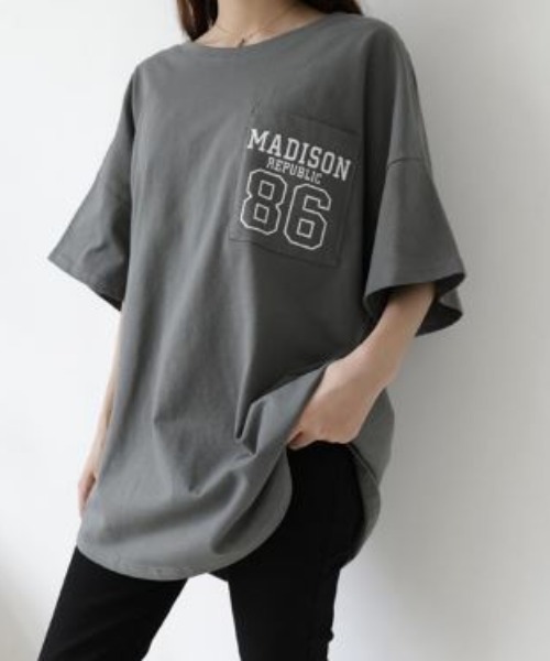 LETee(レティー)の「バックプリントロゴTシャツ(Tシャツ/カットソー・レディース・カーキ/ブラウン/グレー/ブラック/ホワイト・FREE)」の13枚目の写真