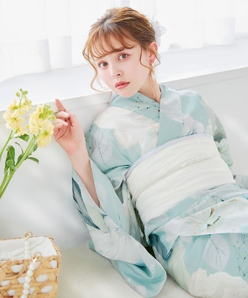 sugar nine 浴衣　ブルーグリーン花柄浴衣 浴衣3点セット sugar nine 浴衣 ブルーグリーン花柄浴衣 浴衣3点セット sugar nine