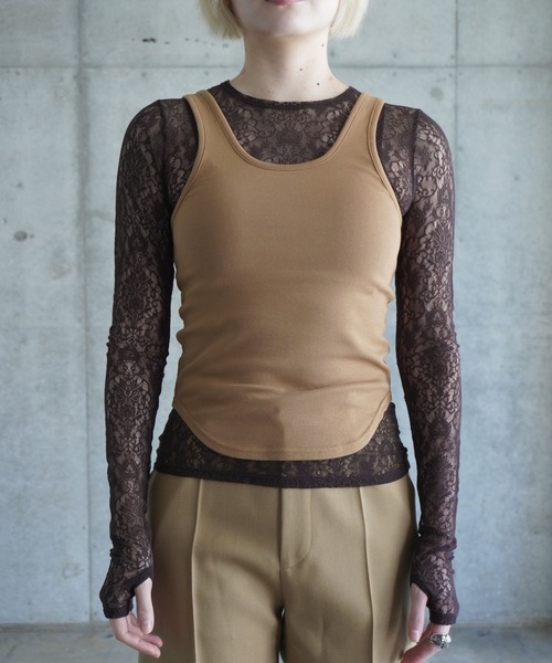 G.V.G.V.（ジーヴィージーヴィー）の「G.V.G.V RIB TANK TOP（タンクトップ・レディース・キャメル/ローズ・FREE）」の7枚目の写真