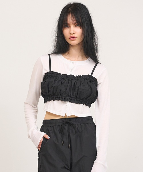 Nora Lily elle(ノラリリーエル)の「【Nora Lily】「elle」Shirring Bare Top(その他トップス・レディース・ベビーピンク/ブルーグレー/ブラック・FREE)」の1枚目の写真