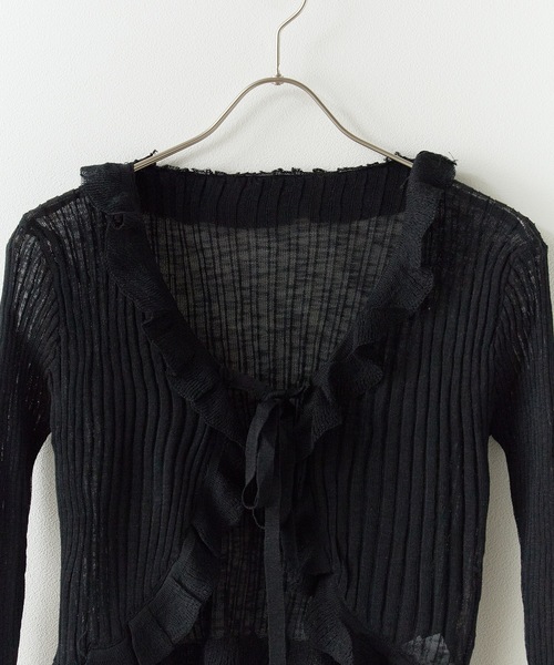 ROOPTOKYO（ループトウキョウ）の「薄手ニットカーディガン フリルボレロ（カーディガン/ボレロ・レディース・ブラック/ホワイト/パープル/ベージュ/イエロー/サックスブルー/ピンク・FREE）」の12枚目の写真