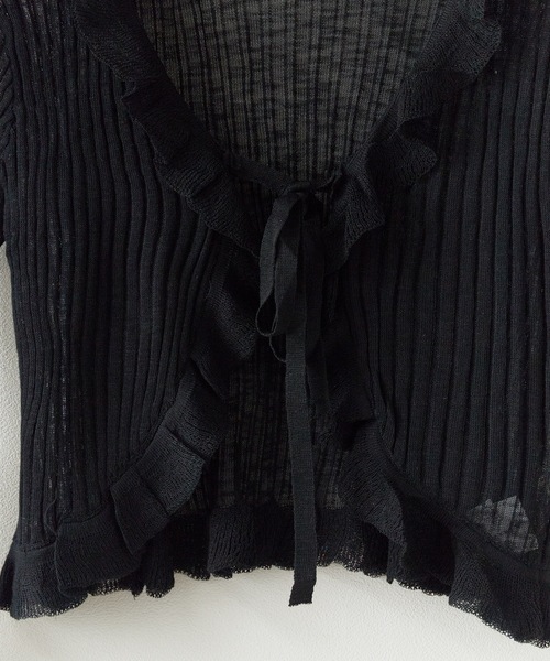 ROOPTOKYO（ループトウキョウ）の「薄手ニットカーディガン フリルボレロ（カーディガン/ボレロ・レディース・ブラック/ホワイト/パープル/ベージュ/イエロー/サックスブルー/ピンク・FREE）」の11枚目の写真