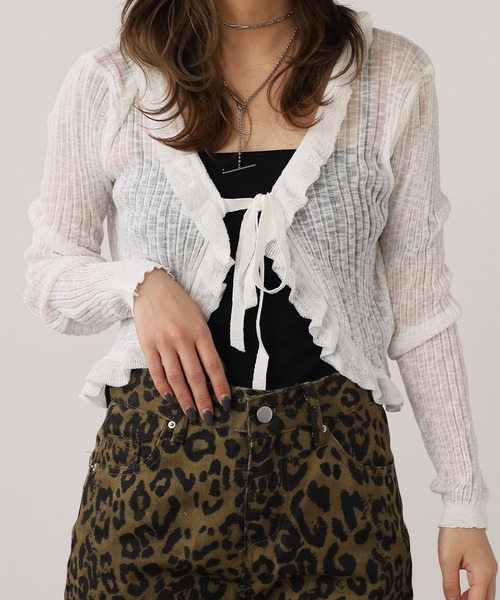 ROOPTOKYO（ループトウキョウ）の「薄手ニットカーディガン フリルボレロ（カーディガン/ボレロ・レディース・ブラック/ホワイト/パープル/ベージュ/イエロー/サックスブルー/ピンク・FREE）」の14枚目の写真