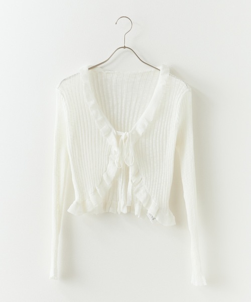 ROOPTOKYO（ループトウキョウ）の「薄手ニットカーディガン フリルボレロ（カーディガン/ボレロ・レディース・ブラック/ホワイト/パープル/ベージュ/イエロー/サックスブルー/ピンク・FREE）」の13枚目の写真