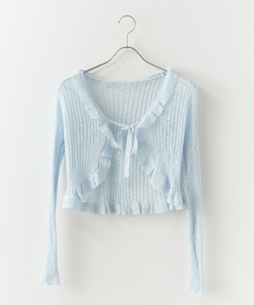 ROOPTOKYO（ループトウキョウ）の「薄手ニットカーディガン フリルボレロ（カーディガン/ボレロ・レディース・ブラック/ホワイト/パープル/ベージュ/イエロー/サックスブルー/ピンク・FREE）」の18枚目の写真