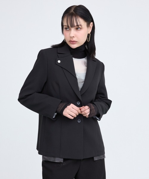 casane(カサネ)の「CASANE(カサネ)別注スリーブファスナージャケット(テーラードジャケット・レディース・ブラック/グレー・F)」の22枚目の写真