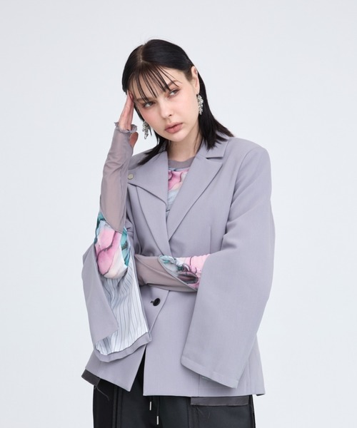 casane(カサネ)の「CASANE(カサネ)別注スリーブファスナージャケット(テーラードジャケット・レディース・ブラック/グレー・F)」の16枚目の写真