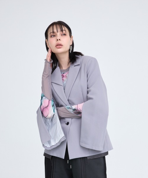 casane(カサネ)の「CASANE(カサネ)別注スリーブファスナージャケット(テーラードジャケット・レディース・ブラック/グレー・F)」の15枚目の写真