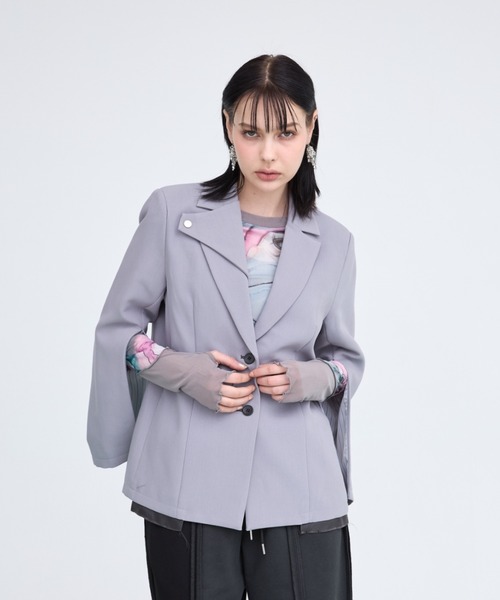 casane(カサネ)の「CASANE(カサネ)別注スリーブファスナージャケット(テーラードジャケット・レディース・ブラック/グレー・F)」の13枚目の写真