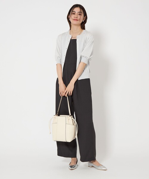 green label relaxing（グリーンレーベルリラクシング）の「ラメ フォルム ショートスリーブ ニット カーディガン（カーディガン/ボレロ・レディース・ベージュ/ライトグレー/グレー・FREE）」の14枚目の写真
