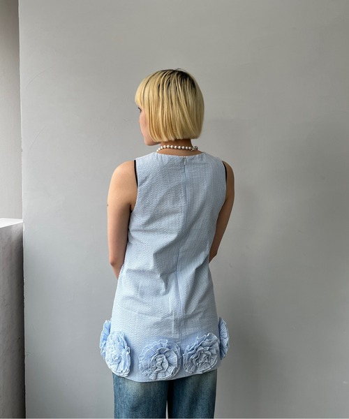 3Dフラワーデザイン ノースリーブミニワンピース FC25L015【Fano