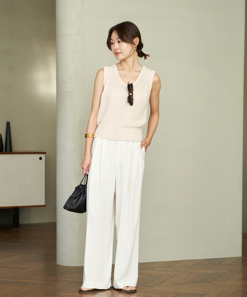 plage スラックス パンツ Georgette Tuck レディース : ZOZOTOWN