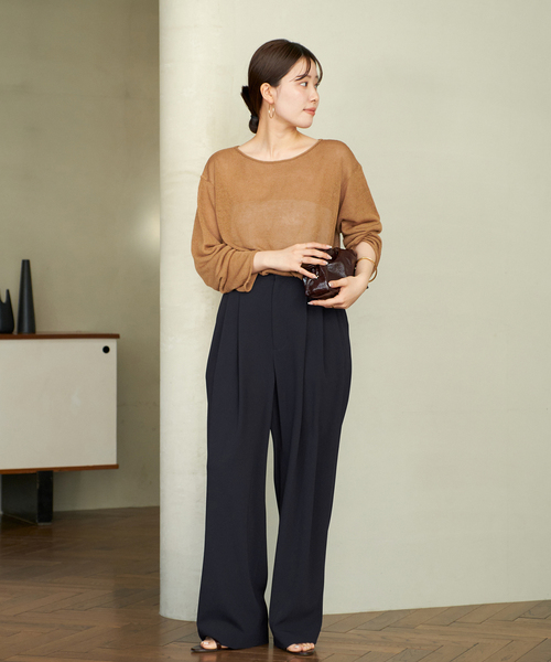 plage（プラージュ）の「Georgette Tuck パンツ（スラックス・レディース・ネイビー/ブルー系その他・34/36/38）」の6枚目の写真