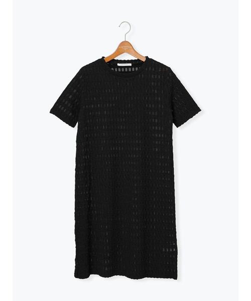 Lugnoncure（ルノンキュール）の「半袖ふくれカットワンピース（ワンピース・レディース・ブラック/オフホワイト・F）」の8枚目の写真