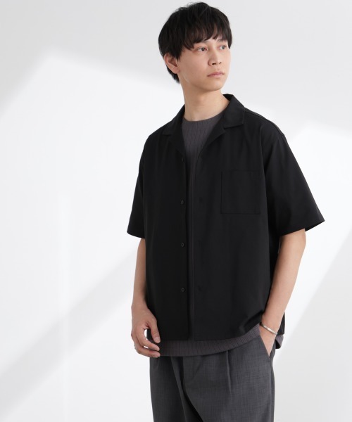 NANO universe（ナノユニバース）の「ドライジャージーオープンカラーシャツ 半袖(セットアップ可)（シャツ/ブラウス・メンズ・ブラック/ダークグリーン/ブルーグレー・M/XL/L）」の18枚目の写真