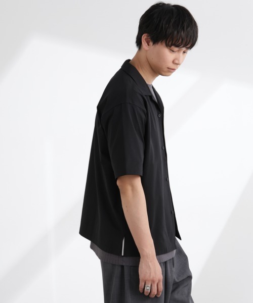 NANO universe（ナノユニバース）の「ドライジャージーオープンカラーシャツ 半袖(セットアップ可)（シャツ/ブラウス・メンズ・ブラック/ダークグリーン/ブルーグレー・M/XL/L）」の20枚目の写真