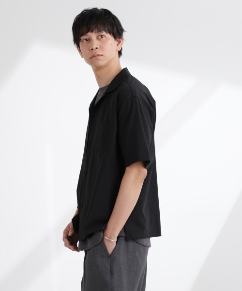 NANO universe（ナノユニバース）の「ドライジャージーオープンカラーシャツ 半袖(セットアップ可)（シャツ/ブラウス・メンズ・ブラック/ダークグリーン/ブルーグレー・M/XL/L）」の21枚目の写真