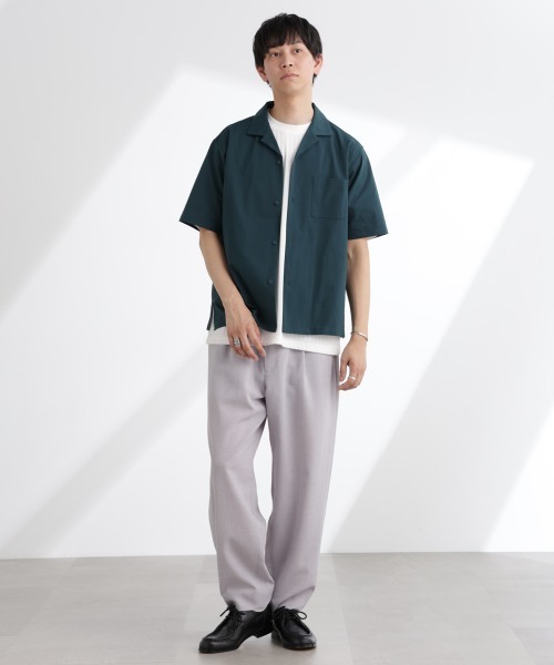 NANO universe（ナノユニバース）の「ドライジャージーオープンカラーシャツ 半袖(セットアップ可)（シャツ/ブラウス・メンズ・ブラック/ダークグリーン/ブルーグレー・M/XL/L）」の14枚目の写真