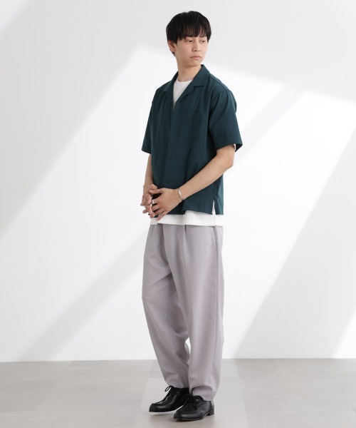 NANO universe（ナノユニバース）の「ドライジャージーオープンカラーシャツ 半袖(セットアップ可)（シャツ/ブラウス・メンズ・ブラック/ダークグリーン/ブルーグレー・M/XL/L）」の15枚目の写真