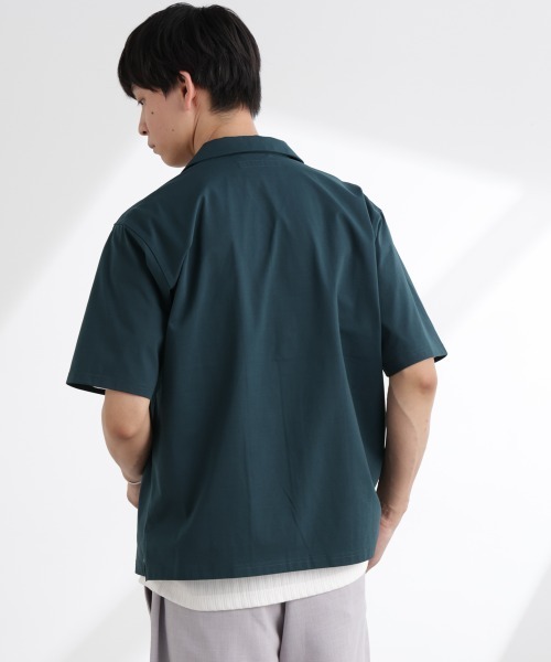 NANO universe（ナノユニバース）の「ドライジャージーオープンカラーシャツ 半袖(セットアップ可)（シャツ/ブラウス・メンズ・ブラック/ダークグリーン/ブルーグレー・M/XL/L）」の13枚目の写真