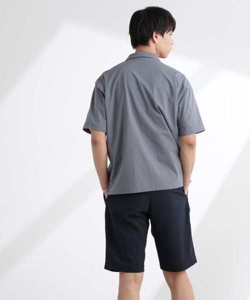 NANO universe（ナノユニバース）の「ドライジャージーオープンカラーシャツ 半袖(セットアップ可)（シャツ/ブラウス・メンズ・ブラック/ダークグリーン/ブルーグレー・M/XL/L）」の10枚目の写真