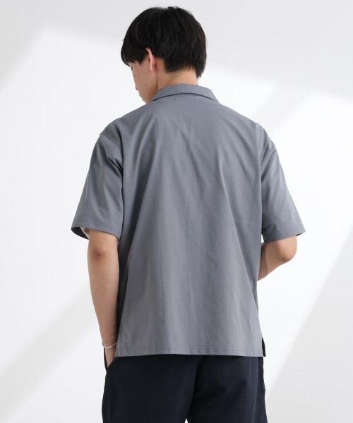 NANO universe（ナノユニバース）の「ドライジャージーオープンカラーシャツ 半袖(セットアップ可)（シャツ/ブラウス・メンズ・ブラック/ダークグリーン/ブルーグレー・M/XL/L）」の6枚目の写真