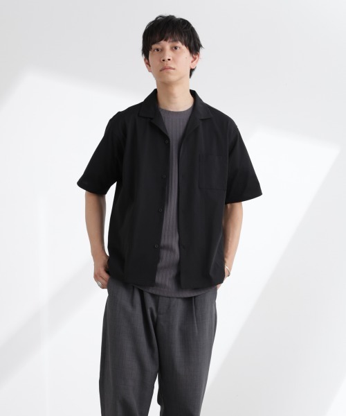 NANO universe（ナノユニバース）の「ドライジャージーオープンカラーシャツ 半袖(セットアップ可)（シャツ/ブラウス・メンズ・ブラック/ダークグリーン/ブルーグレー・M/XL/L）」の19枚目の写真