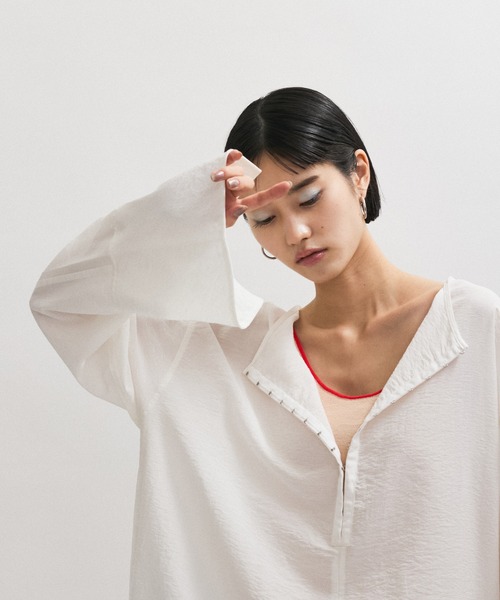 ADAM ET ROPE'(アダムエロペ)の「【定番人気】・【新色追加】2WAYリネンロンTEEブラウス(シャツ/ブラウス・レディース・ピンク系その他2/ダークブラウン/ホワイト・FREE)」の15枚目の写真