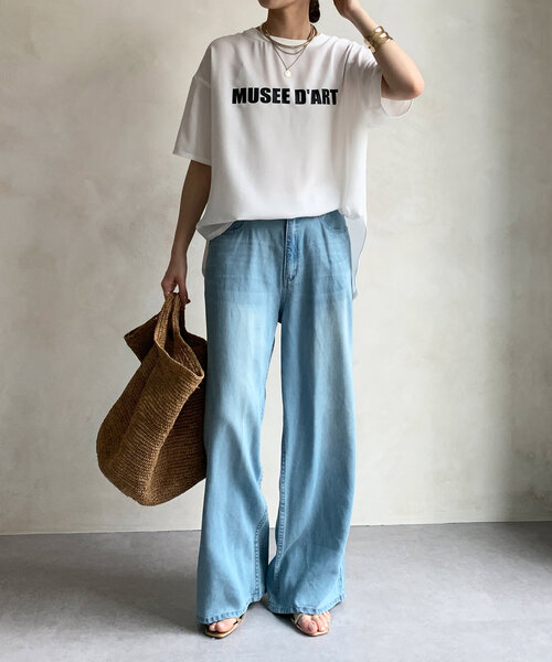 DouDou(ドゥドゥ)の「ジョーゼットロゴTEE(シャツ/ブラウス・レディース・チャコールグレー/オフホワイト/ライトグレー・FREE)」の17枚目の写真