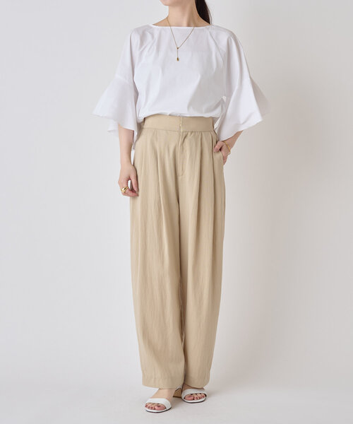 LIVETART(リヴェタート)の「フレアデザインスリーブブラウス(シャツ/ブラウス・レディース・ホワイト/グリーン・FREE)」の7枚目の写真