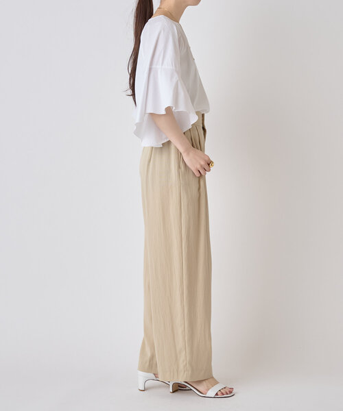 LIVETART(リヴェタート)の「フレアデザインスリーブブラウス(シャツ/ブラウス・レディース・ホワイト/グリーン・FREE)」の9枚目の写真