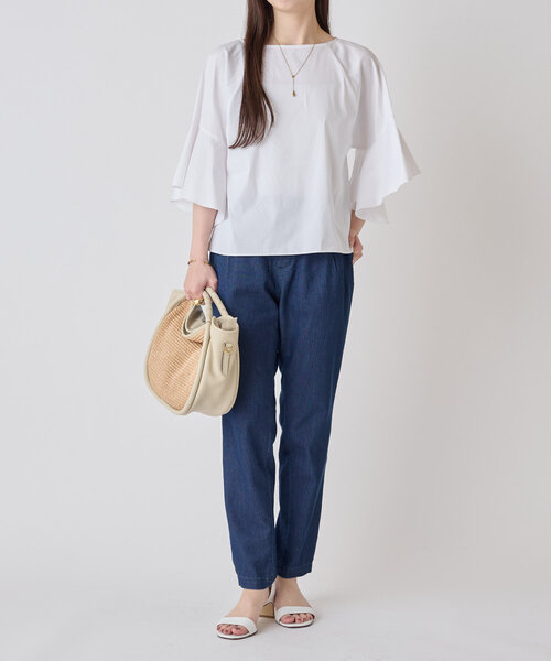 LIVETART(リヴェタート)の「フレアデザインスリーブブラウス(シャツ/ブラウス・レディース・ホワイト/グリーン・FREE)」の13枚目の写真